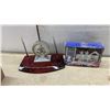 Image 5 : Desk Clock/Pen Set and Shakespeare Tea House w/Tea Bags: Skeleton Dial Clock, Two Chrome Pens