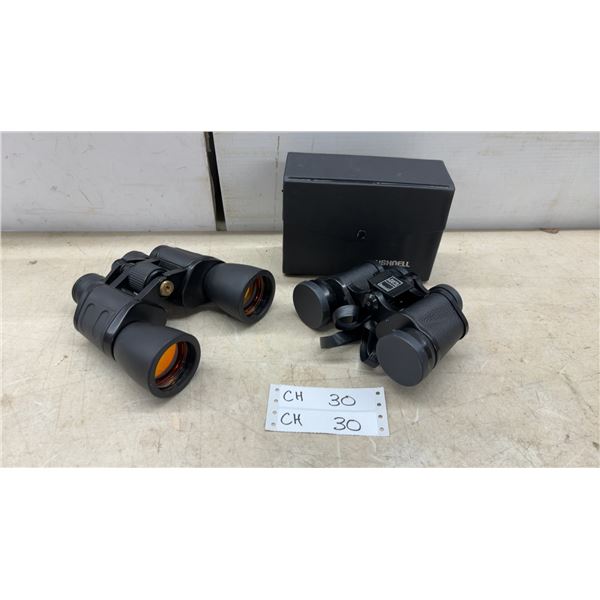 Binolux 10 x 50 Binoculars, Bushnell Insta-Focus Binoculars, & Bushnell Box