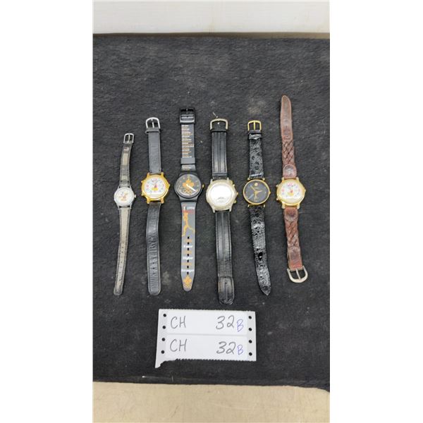 Six Assorted Wristwatches: Lorus Mickey Mouse, Cardinal Quartz, Orleans, & More