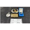 Image 1 : Ring in Box, Paris Pocket Watch, Pelican Belt Buckle, & Pens & Cartridges in Case