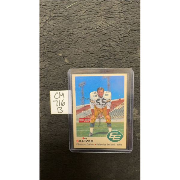 Signed Roy Shatzko 1970 Edmonton Oilers Eskimos Card
