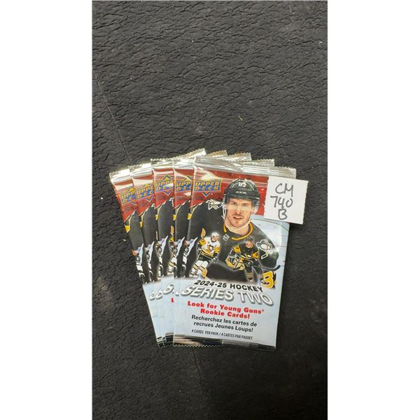 5 Sealed 2024-25 Upper Deck Series 2 Hockey Packs
