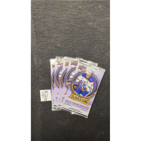 5 Sealed 2025-26 Upper Deck Series 1 Hockey Packs