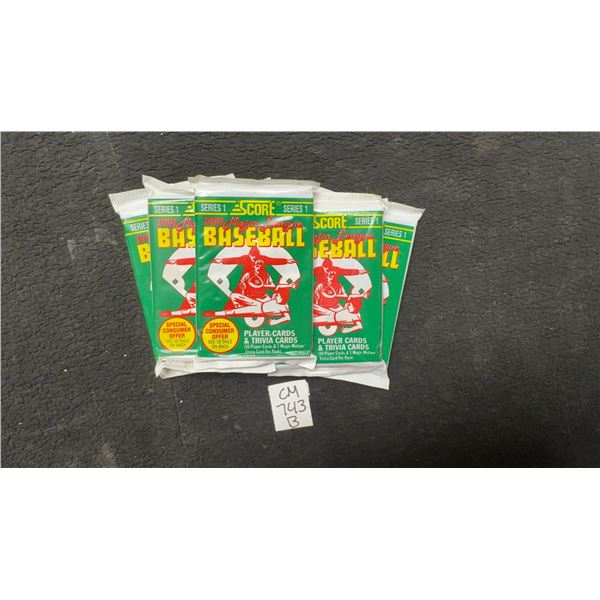5 Sealed 1991 Score Baseball Packs