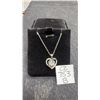 Image 1 : New 0.8ct Simulated Diamond Heart Halo Necklace, 16"-18", 925 Sterling Silver, White Gold Overlay