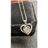 Image 2 : New 0.8ct Simulated Diamond Heart Halo Necklace, 16"-18", 925 Sterling Silver, White Gold Overlay