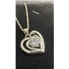 Image 3 : New 0.8ct Simulated Diamond Heart Halo Necklace, 16"-18", 925 Sterling Silver, White Gold Overlay