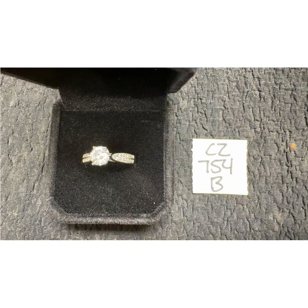 New 925S 1.0ct Simulated Diamond CZ Chanel Ring, Sterling Silver with White Gold Overlay