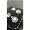 Image 2 : New 925 Sterling Silver 1.5ct and 1.0ct Each Simulated Diamond CZ Halo Dangle Earrings, White Gold