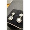 Image 3 : New 925 Sterling Silver 1.5ct and 1.0ct Each Simulated Diamond CZ Halo Dangle Earrings, White Gold
