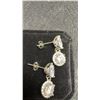 Image 4 : New 925 Sterling Silver 1.5ct and 1.0ct Each Simulated Diamond CZ Halo Dangle Earrings, White Gold