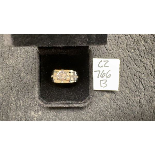 New 925 Sterling Silver 1.0ct Simulated Diamond CZ Men's Ring, Resizeable, White Gold Overlay