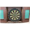 Image 5 : "The Royal Arms" Vintage Wooden Dartboard Cabinet with Dart Board & Darts