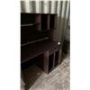 Image 2 : Dark Wood Desk with Hutch, Drawer, & Storage Compartments