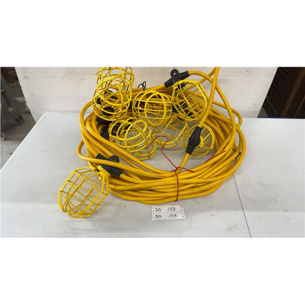 Yellow String Work Lights with 10 Caged Sockets