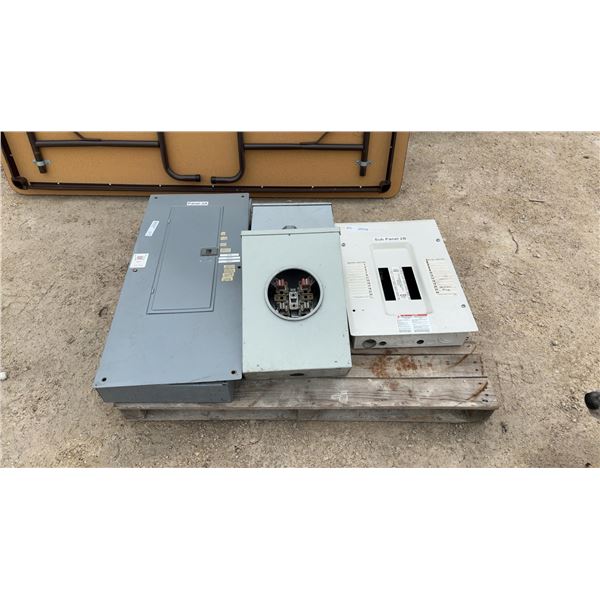 Pallet Lot of 3 Breaker Boxes and Meter Socket