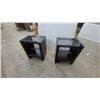 Image 1 : 2× Dark Wood End Table with Glass Top and Open Shelf Design 24 x 20 x 16"