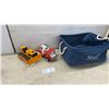 Image 1 : Tonka T-6 Bulldozer & Tonka Fire Truck; "Stuff" Storage Bin