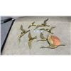 Image 1 : Curtis Jere Vintage Brass Birds in Flight Wall Sculptures With Copper Sun, 1960s-70s