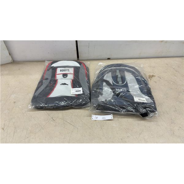 New Roots Polyester Backpacks in Black/Grey/Red and Navy/Grey, 2 Piece