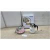 Image 1 : Collection by London Drugs AVA Table Clock, CorningWare Cornflower Percolator and Pink Tea Kettle