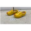 Image 1 : Pair of Yellow Wooden Dutch Clogs (Klompen) with Red Painted Tips and Black Accents