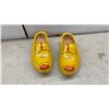 Image 2 : Pair of Yellow Wooden Dutch Clogs (Klompen) with Red Painted Tips and Black Accents