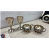 Image 2 : Decorative Rug, 15 x 26" Silver Plated Goblets and Creamer Set, Ceramic Clock, Glass Bowl