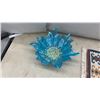 Image 8 : Decorative Rug, 15 x 26" Silver Plated Goblets and Creamer Set, Ceramic Clock, Glass Bowl