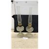 Image 1 : Two Aladdin Kerosene Lamps with Chimneys, One Chimney Marked "Aladdin