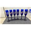 Image 2 : Six Cobalt Blue "2000 the New Millennium" Champagne Flutes, Cut Crystal Goblets and More