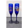 Image 3 : Six Cobalt Blue "2000 the New Millennium" Champagne Flutes, Cut Crystal Goblets and More