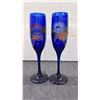 Image 4 : Six Cobalt Blue "2000 the New Millennium" Champagne Flutes, Cut Crystal Goblets and More