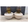 Image 2 : Pair of Vintage Aladdin Nu-Type Model B Kerosene Mantle Lamps With Milk Glass Bases