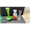 Image 4 : Collection of Decorative Glass Vases, Ceramic Vase, Owl Figurine, Hummingbird Figurine, and More