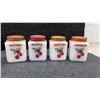 Image 3 : Vintage Hazel-Atlas Milk Glass Spice Jars & Metal Rack, 8-Piece Set
