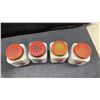Image 4 : Vintage Hazel-Atlas Milk Glass Spice Jars & Metal Rack, 8-Piece Set