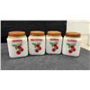 Image 5 : Vintage Hazel-Atlas Milk Glass Spice Jars & Metal Rack, 8-Piece Set