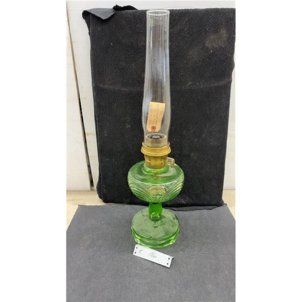 Aladdin Washington Drape Style B-54 Green Beta Crystal Kerosene Lamp, Model B Burner, 1941-1942