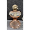 Image 4 : Collection of 7 Oil Lamps: 2 Tall Clear Glass, 1 White Milk Glass, 1 Red, 1 Black, 1 Green