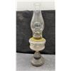 Image 5 : Collection of 7 Oil Lamps: 2 Tall Clear Glass, 1 White Milk Glass, 1 Red, 1 Black, 1 Green