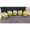 Image 4 : Vintage Pyrex Primary Yellow Refrigerator Dish Set with Ribbed Glass Lids, 6 Pieces