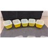 Image 5 : Vintage Pyrex Primary Yellow Refrigerator Dish Set with Ribbed Glass Lids, 6 Pieces