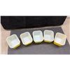 Image 6 : Vintage Pyrex Primary Yellow Refrigerator Dish Set with Ribbed Glass Lids, 6 Pieces