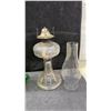 Image 11 : Collection of Six Antique Pressed Glass Kerosene Oil Lamps With Brass Burners