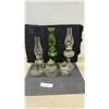 Image 1 : Collection of Six Antique Pressed Glass Kerosene Oil Lamps With Brass Burners