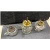 Image 3 : Collection of Six Antique Pressed Glass Kerosene Oil Lamps With Brass Burners