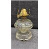 Image 5 : Collection of Six Antique Pressed Glass Kerosene Oil Lamps With Brass Burners
