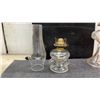 Image 7 : Collection of Six Antique Pressed Glass Kerosene Oil Lamps With Brass Burners