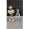 Image 8 : Collection of Six Antique Pressed Glass Kerosene Oil Lamps With Brass Burners